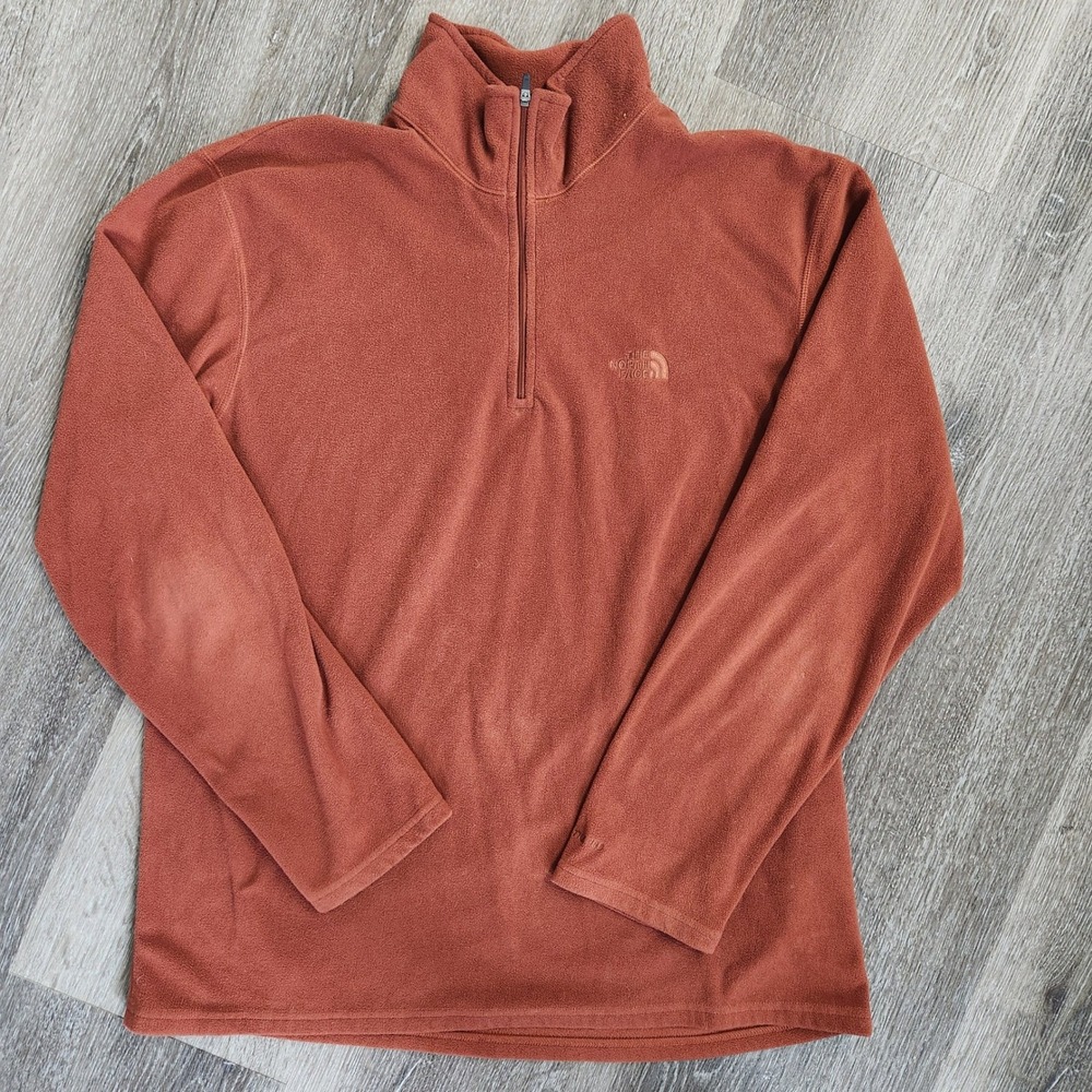 The North Face Men's TKA 100 Glacier 1/4 Zip Fleece Pullover Rust Orange L ALDO